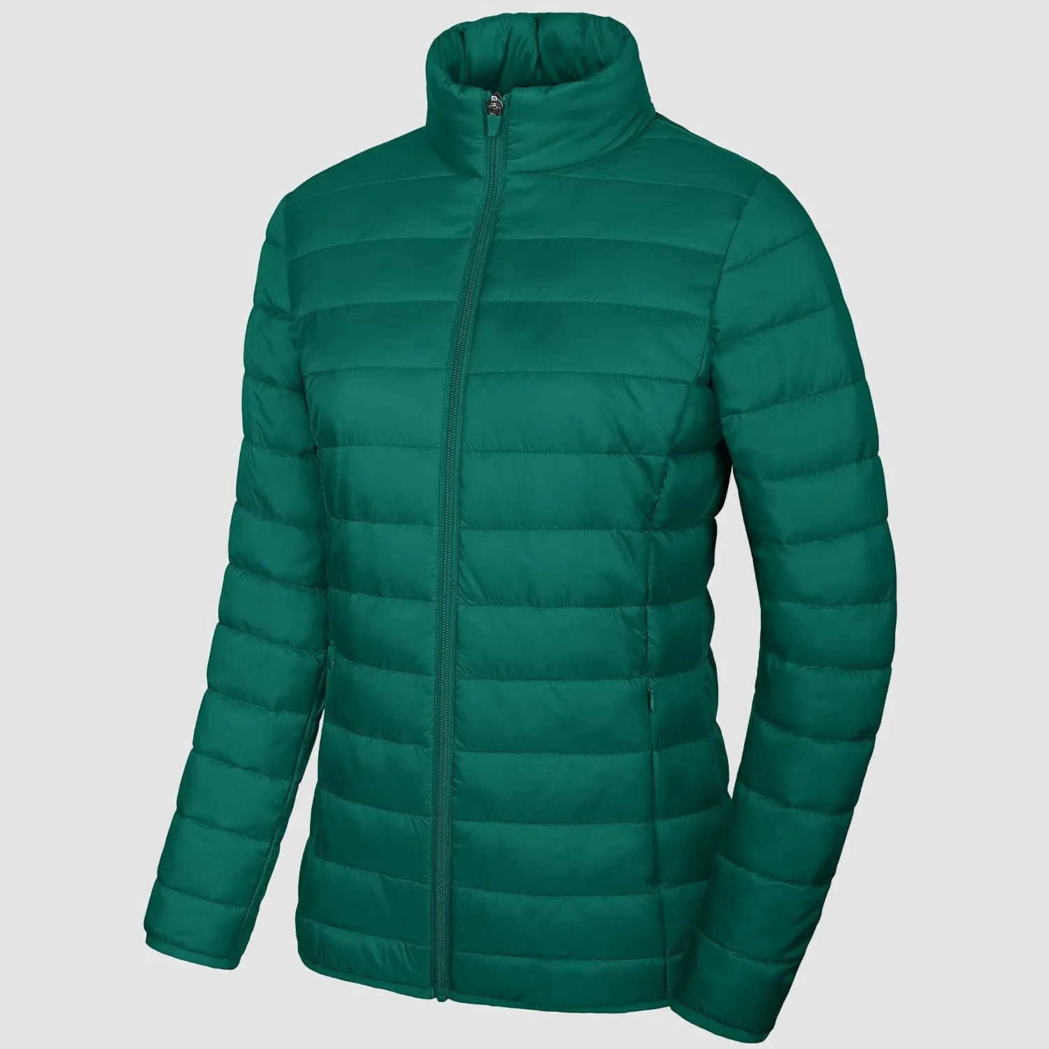 Women's  Lightweight Puffer Jacket Stand Collar Full Zip Quilted Lined Winter Coat