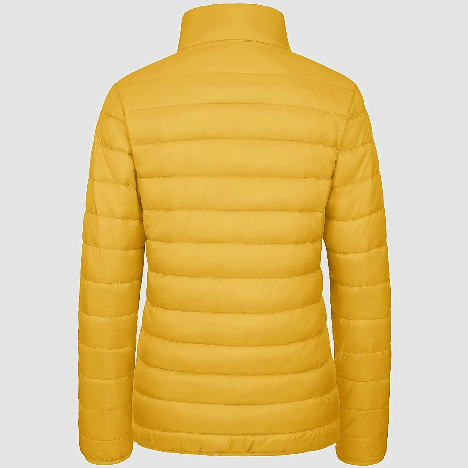 Women's  Lightweight Puffer Jacket Stand Collar Full Zip Quilted Lined Winter Coat