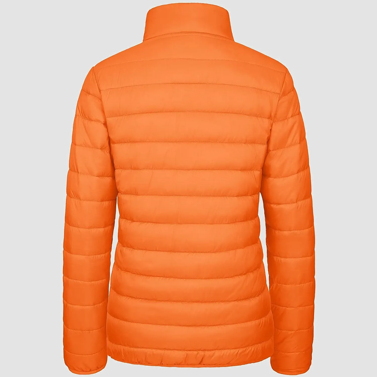 Women's  Lightweight Puffer Jacket Stand Collar Full Zip Quilted Lined Winter Coat